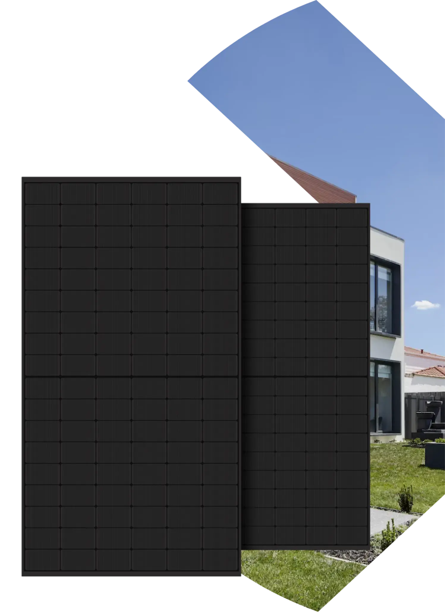 Twee zonnepanelen met afbeelding in logo